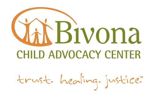 Image reflects the logo of Bivona Child Advocacy Center, with the words Trust, Healing, and Justice.